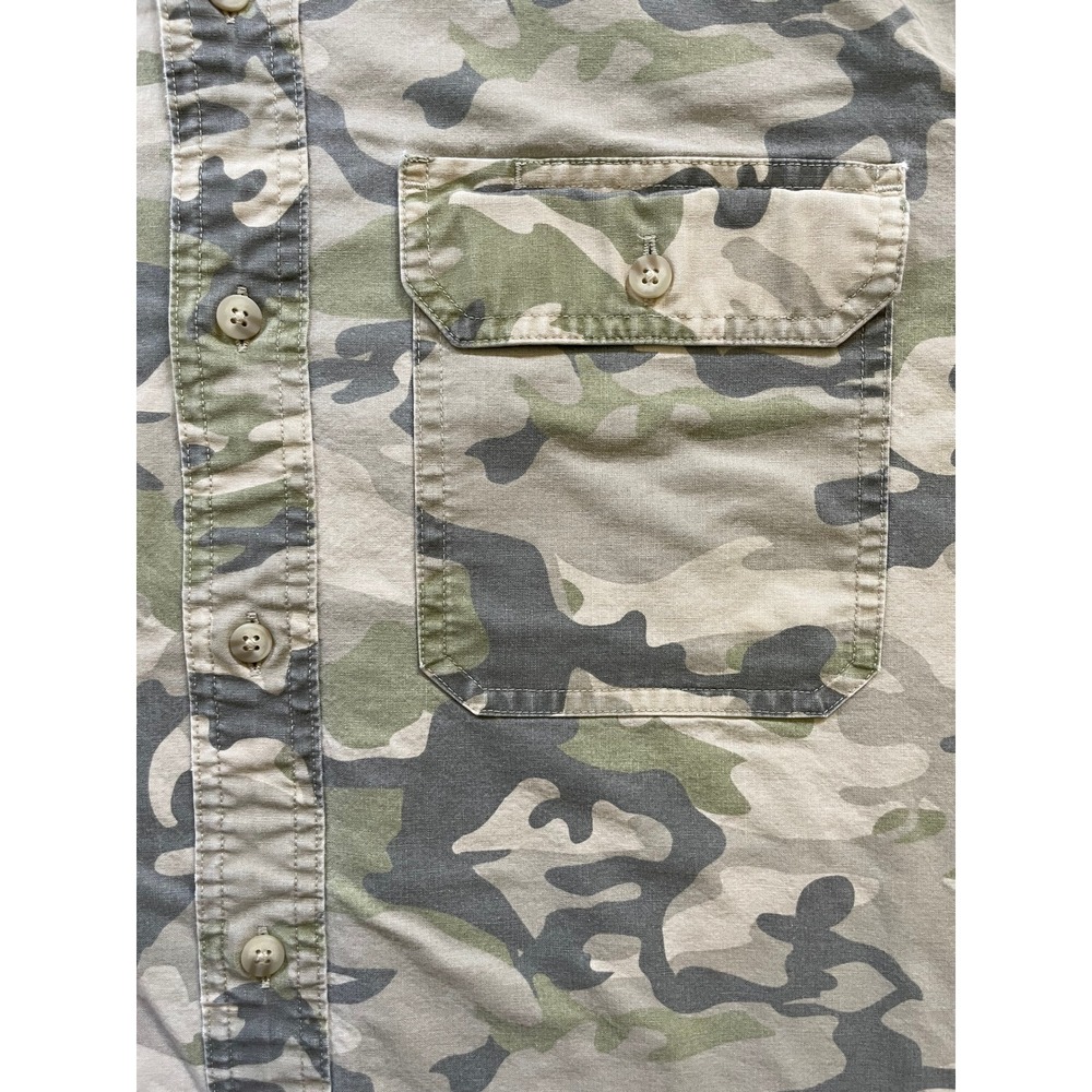 90s Vintage LL Bean Mens Large Button Down Shirt Green Camo Traditional - Picture 8 of 13
